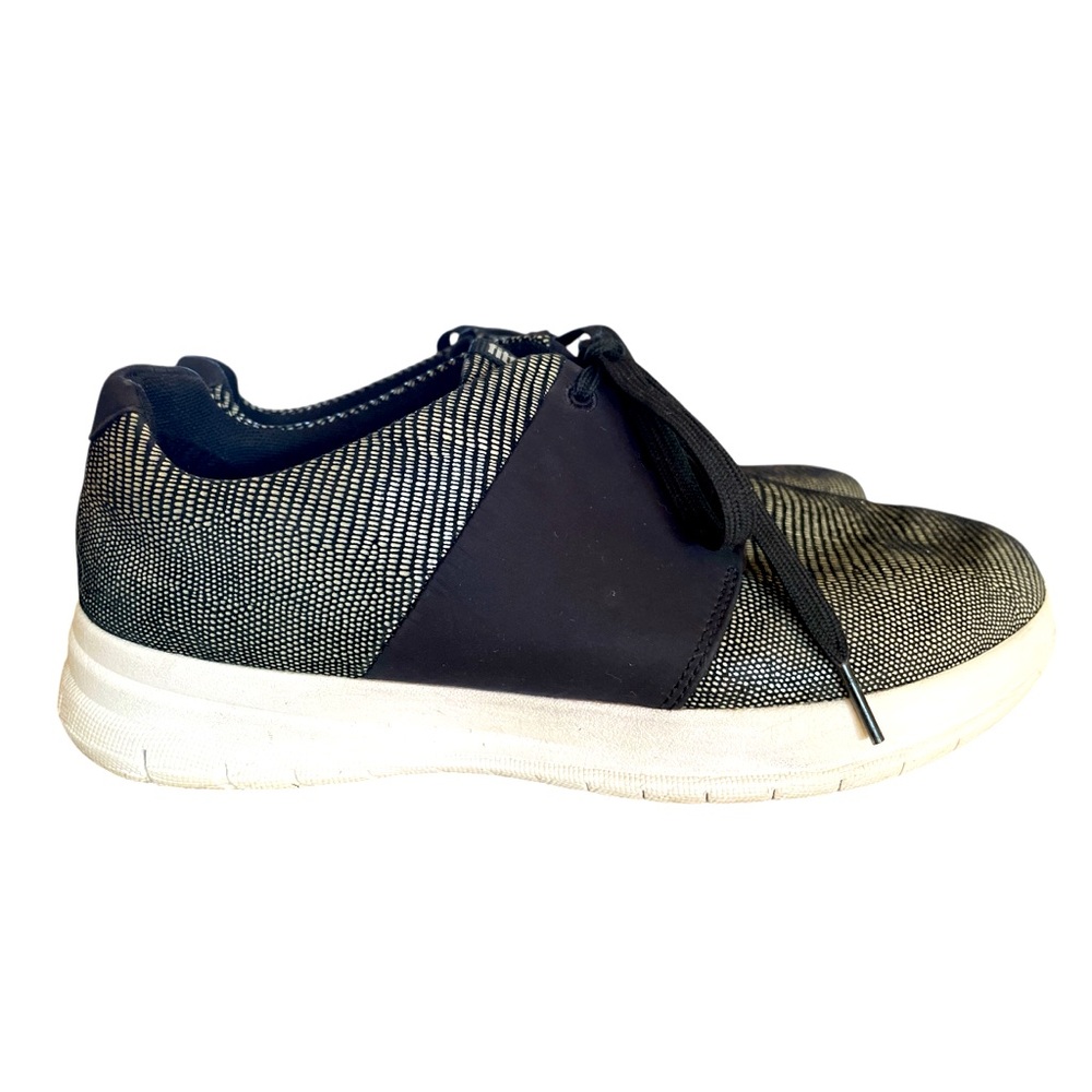 FitFlop Sporty-Pop X Lizard Print Sneakers, Black, Women's Size 9, Casual Fun